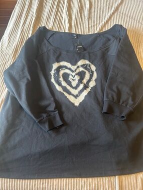 torrid Deep Black Sweatshirt with White Tag Detail